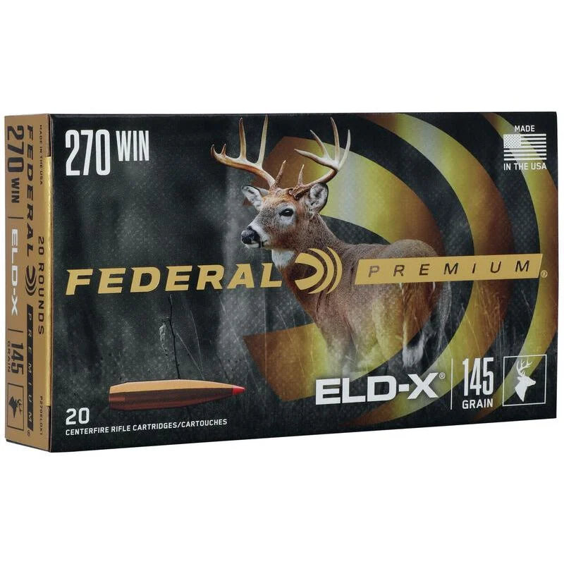 primary-33441 Federal Premium ELD-X Rifle Ammunition, black retail box with deer graphic