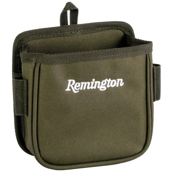Remington Gun Club Single Box Pouch OD Green, front view with logo, flap and belt loops