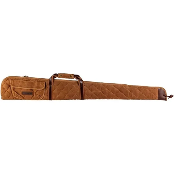 Federal Premium Shotgun Case, tan side view with quilted panels, handles and zippered pocket