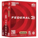 Federal Cartridge Co. Federal Champion Training Handgun Ammunition 380 Auto 95gr FMJ 980 fps 200/ct