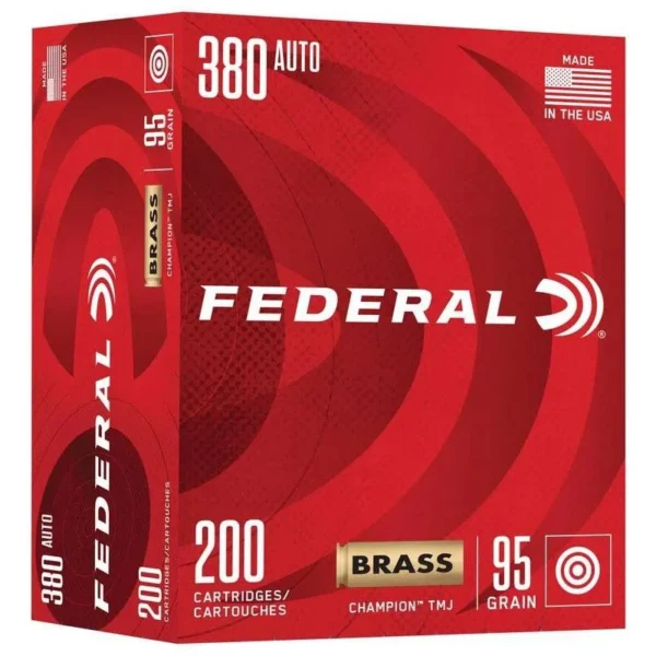 Federal Cartridge Co. Federal Champion Training Handgun Ammunition 380 Auto 95gr FMJ 980 fps 200/ct