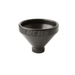 RCBS MatchMaster Aluminum Powder Funnel Kit, black funnel in angled side view with knurled base