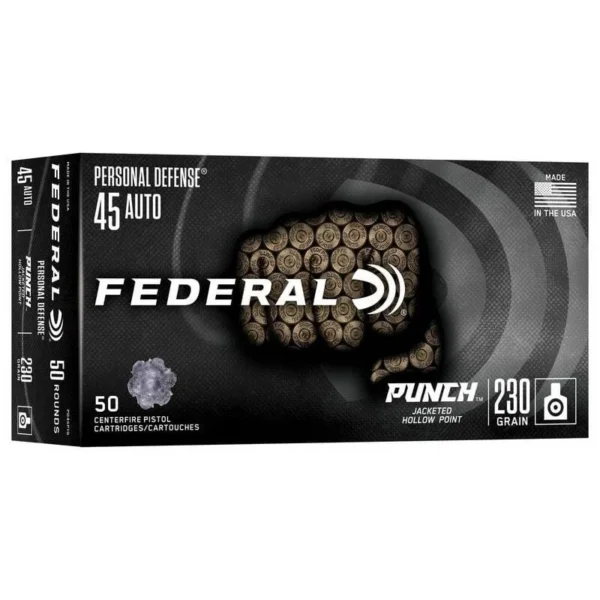 Federal Cartridge Co. Federal Personal Defense Punch Handgun Ammunition .45 Auto 230gr JHP 890 fps 50/ct