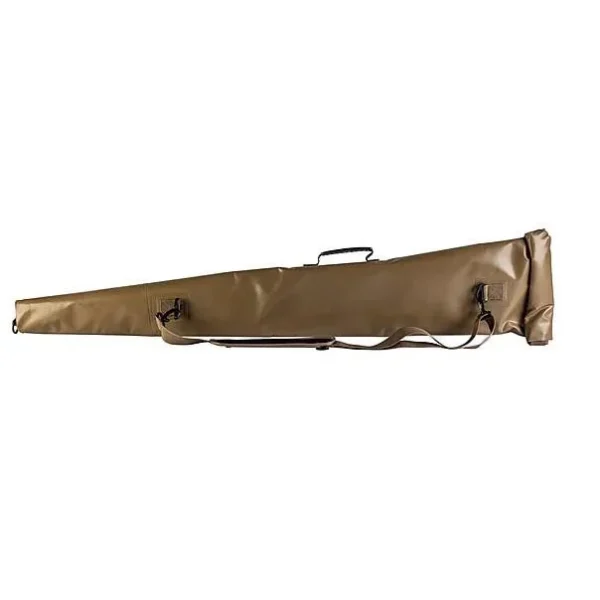 Federal Waterproof Floating Gun Case tan side view with zipper, carry handles and shoulder strap