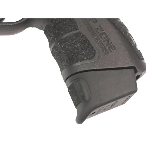 Pearce Grip Springfield Armory PG-Mod2+ black magazine extension, close-up fitted to pistol grip