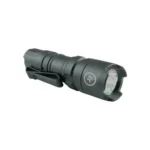 Crimson Trace CWL-300 black handheld tactical light, angled front view with lens and pocket clip