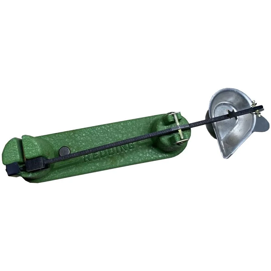 primary-33698 Redding Model No. 2 green powder and bullet scale, angled side view with metal pan