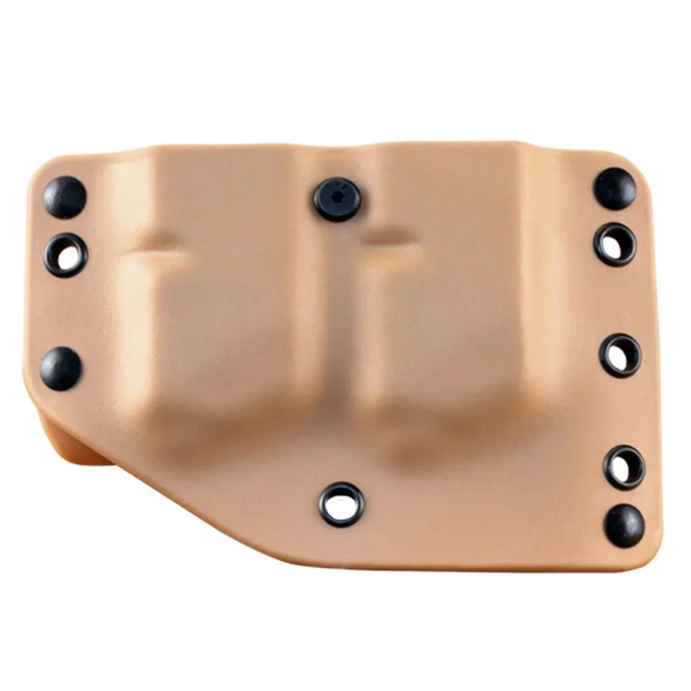 primary-33701 Stealth Operator Twin Mag OWB Holster, front view in coyote brown with black mounting hardware