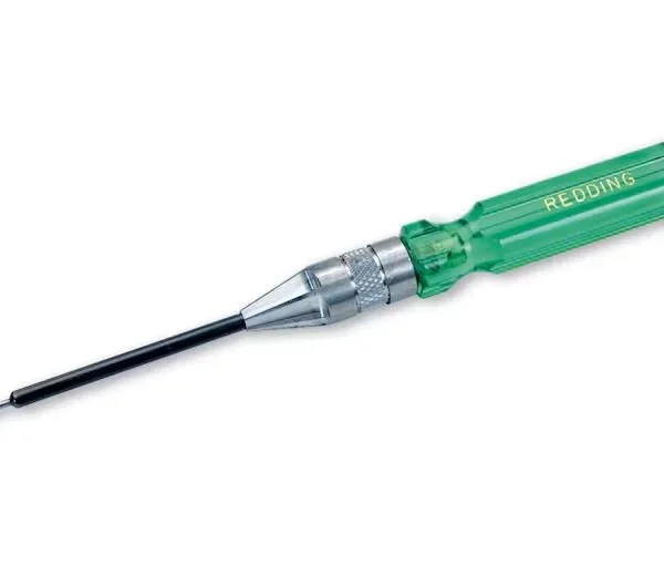 Redding Piloted VLD Chamfer Tool, green handle with silver collar and black tapered tip