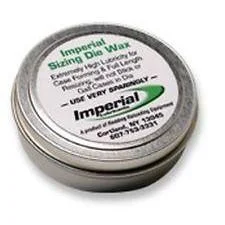 primary-33732 Redding Imperial Sizing Die Wax, round silver tin viewed from above with white and green label