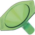 Redding Powder Funnel, angled top view of translucent green funnel with wide oval mouth