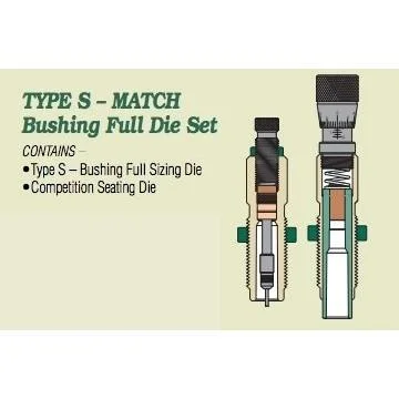 Redding Type S Match Bushing Full Die Set 6mm Dasher, package front with die cutaway diagrams