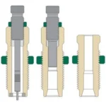 Redding Carbide Pro-Series 3-Die Set, cutaway diagram of three reloading dies