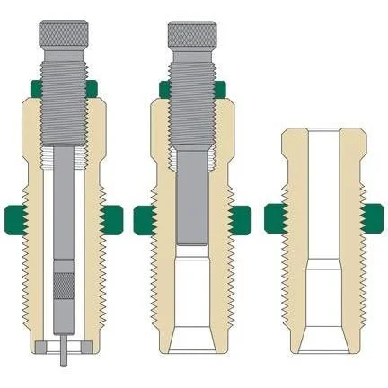 Redding Carbide Pro-Series 3-Die Set, cutaway diagram of three reloading dies