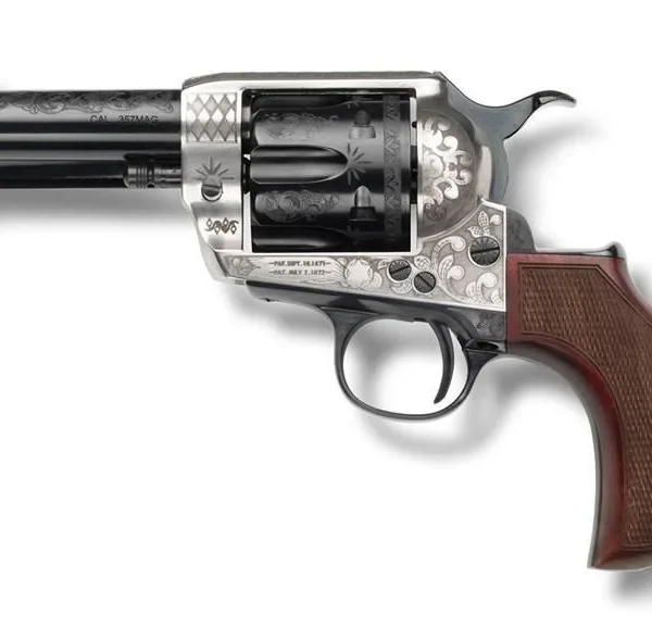 EMF Inc. DBA Pietta Pietta 1873 Alchimista Jr Handgun .45 Colt 6rd Capacity 3.5" Barrel Silver & Blue Engraved Checkered