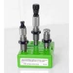 Redding National Match NM-C Die Set, three metal dies displayed upright in a green holder