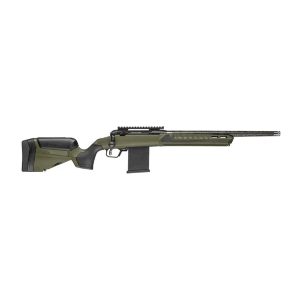 Savage 110 Ultralite Predator right-side view with hunter green stock, magazine and long barrel