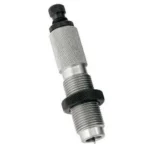 Redding Type S Bushing Neck Die, angled view with silver knurled body and black adjustment rings