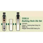 Redding Type S Bushing Neck Die Set, beige label with die diagrams, front view