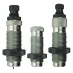 Redding Type S Neck Die Set, front view of three silver and black threaded dies