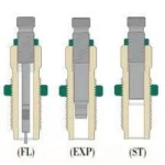 Redding Series C 3-Die Set for Straight Wall Cases .444 Marlin, cutaway diagram of three dies