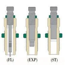 Redding Series C 3-Die Set for Straight Wall Cases .444 Marlin, cutaway diagram of three dies