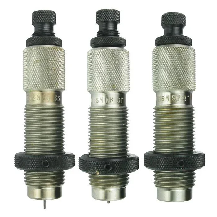 primary-34174 Redding 6mm GT Deluxe 3-Die Set three silver dies with black adjustment knobs