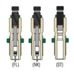 Redding Series B Deluxe Die Set, cutaway diagram showing three threaded dies