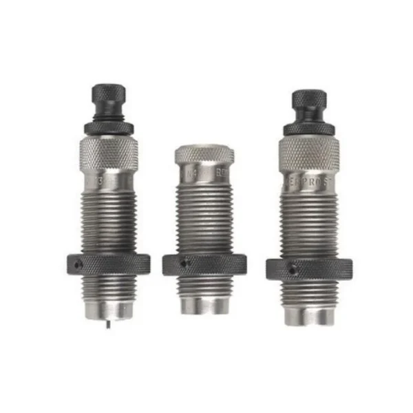 Redding Carbide Pro Series Die Set, three silver dies shown upright