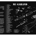 Gsm TekMat Gun Cleaning Mat - M1 Garand, black mat with white rifle diagram and text