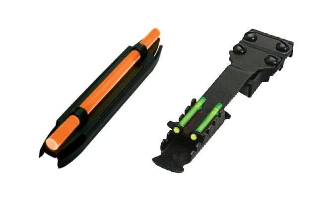 primary-34472 HiViz C-Series Front Sight, black sights with orange and green LitePipes, angled view