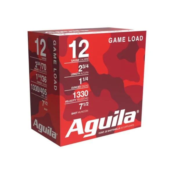 TXAT - DBA Aguila Ammunition Aguila High Velocity Field Shotshells 12 ga 2-3/4" 1-1/4oz 1330 fps #7.5 25/ct