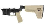 Bravo Company BCM Complete Lower with SOPMOD 1 CM FDE left-side view with black receiver and tan furniture