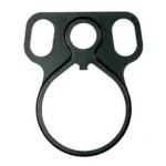 Outdoor Connection Single Point Adapter, black front view with QD ring and three attachment loops