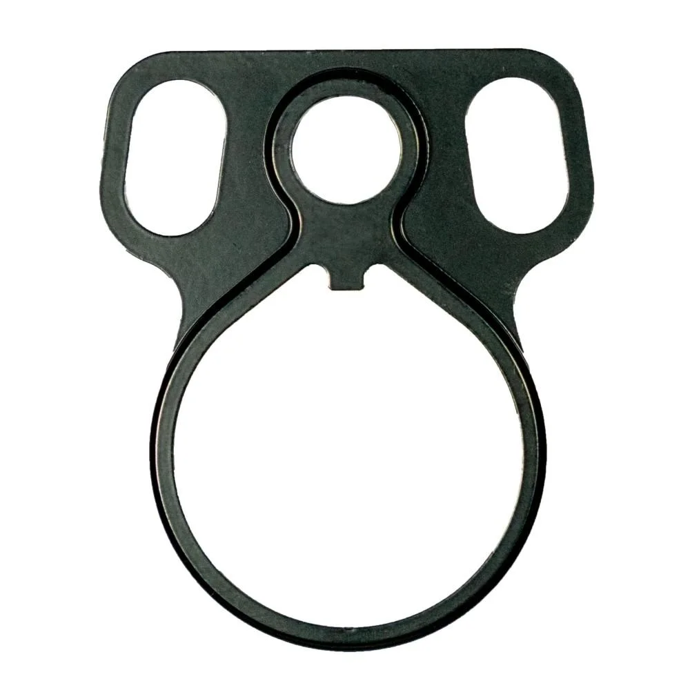 primary-34535 Outdoor Connection Single Point Adapter, black front view with QD ring and three attachment loops