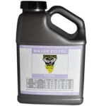Shooters World Major Pistol, front view of black handled jug with purple and white label