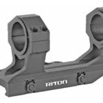 Riton QD Mount gray, angled side view with dual rings, base and release lever