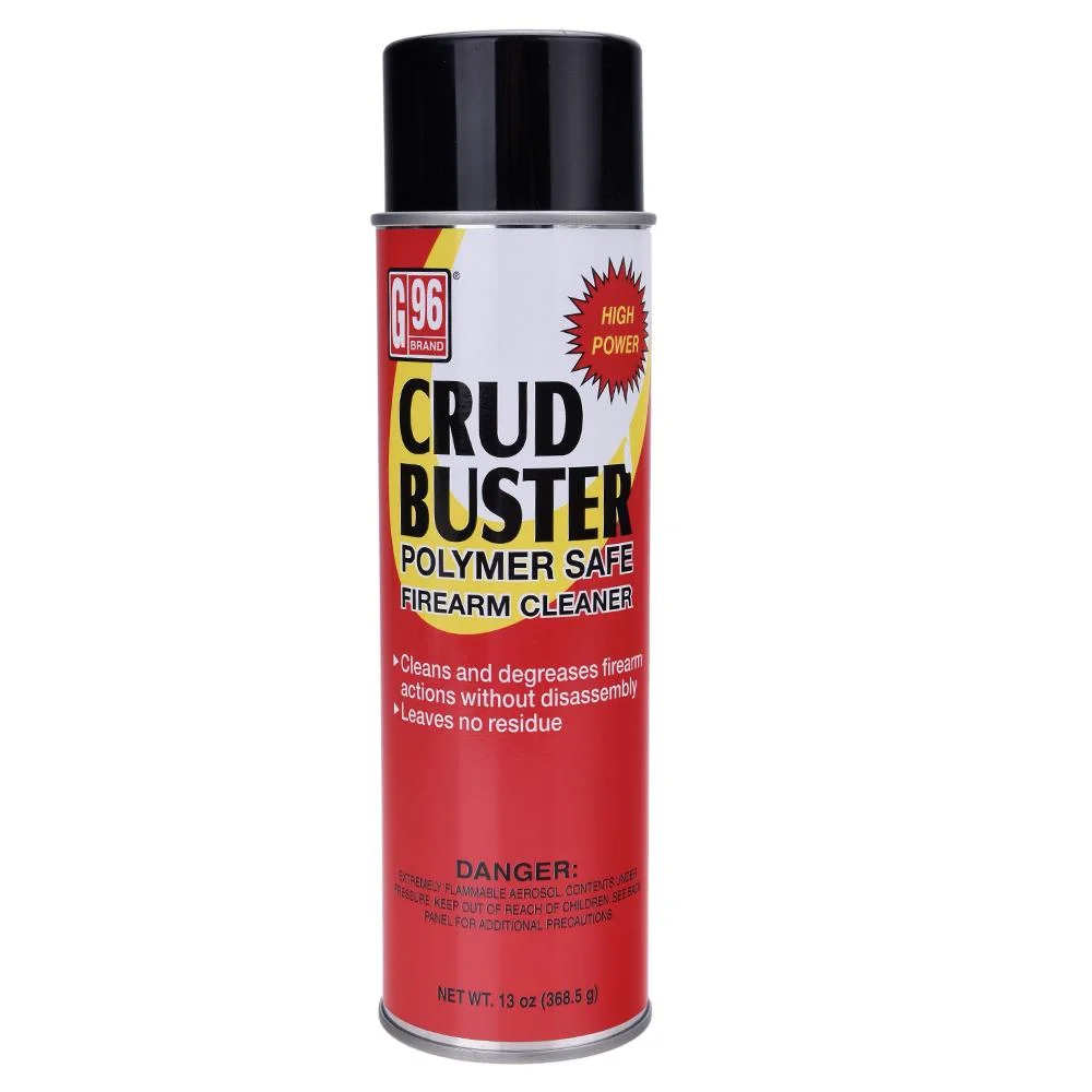 primary-34557 G96 Crud Buster Polymer Safe Firearm Cleaner, red aerosol can with black cap, front view