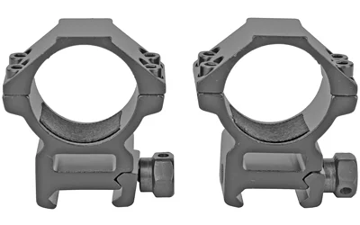 RITON 30MM MED RING SET gray scope rings, front view with clamp knobs