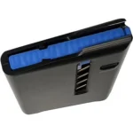 10 Ring GLFA Custom Billet Aluminum Rifle Magazine, black angled top view with blue follower
