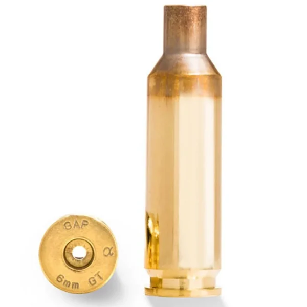 Alpha Munitions Ultra Premium Unprimed Brass Cartridge Cases 6mm GT Brass 100/ct