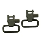 Outdoor Connection Raptor Swivels with Lock, two dark green swivels with rectangular loops