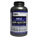 Shooters World SBR Socom, front view of black bottle with white, blue and purple label