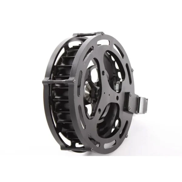 Fostech Origin-12 Shotgun Drum Magazine, black circular drum in angled side view