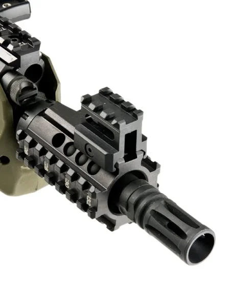 primary-34665 Kel-Tec RFB Riser, top angled view of black rail riser mounted on a firearm