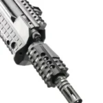 Kel-Tec RFB Quad Rail, black ventilated rail mounted around the firearm fore-end, angled view