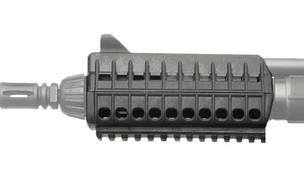 Kel-Tec Compact Fore-End PLR-16, black right-side view with ribbed panels and lower rail