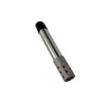 Jeb's Head Hunter Turkey Extra Full Ported Choke Tube, silver angled view with black cap and ports