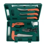 ACCUSHARP GAME PROCESSING KIT orange-handled tools arranged in an open green case