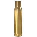 Lapua 6.5X55 Swed Mauser unprimed brass rifle cartridge case, upright side view